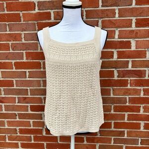 J. Jill Ivory Crochet Knit Square Neck Tank